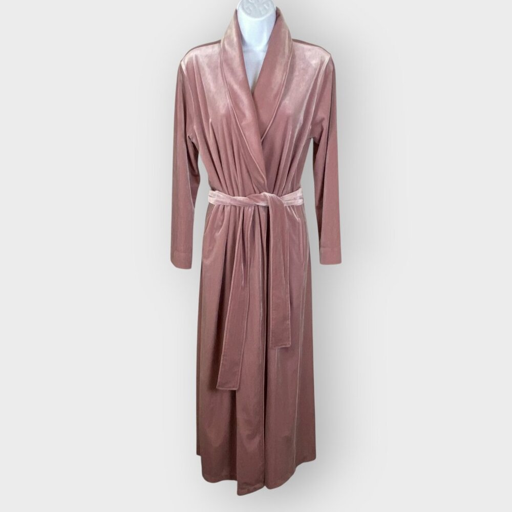 Natori Natalie Velvet Robe | S | Viola | Long | Belted Pockets | Luxury